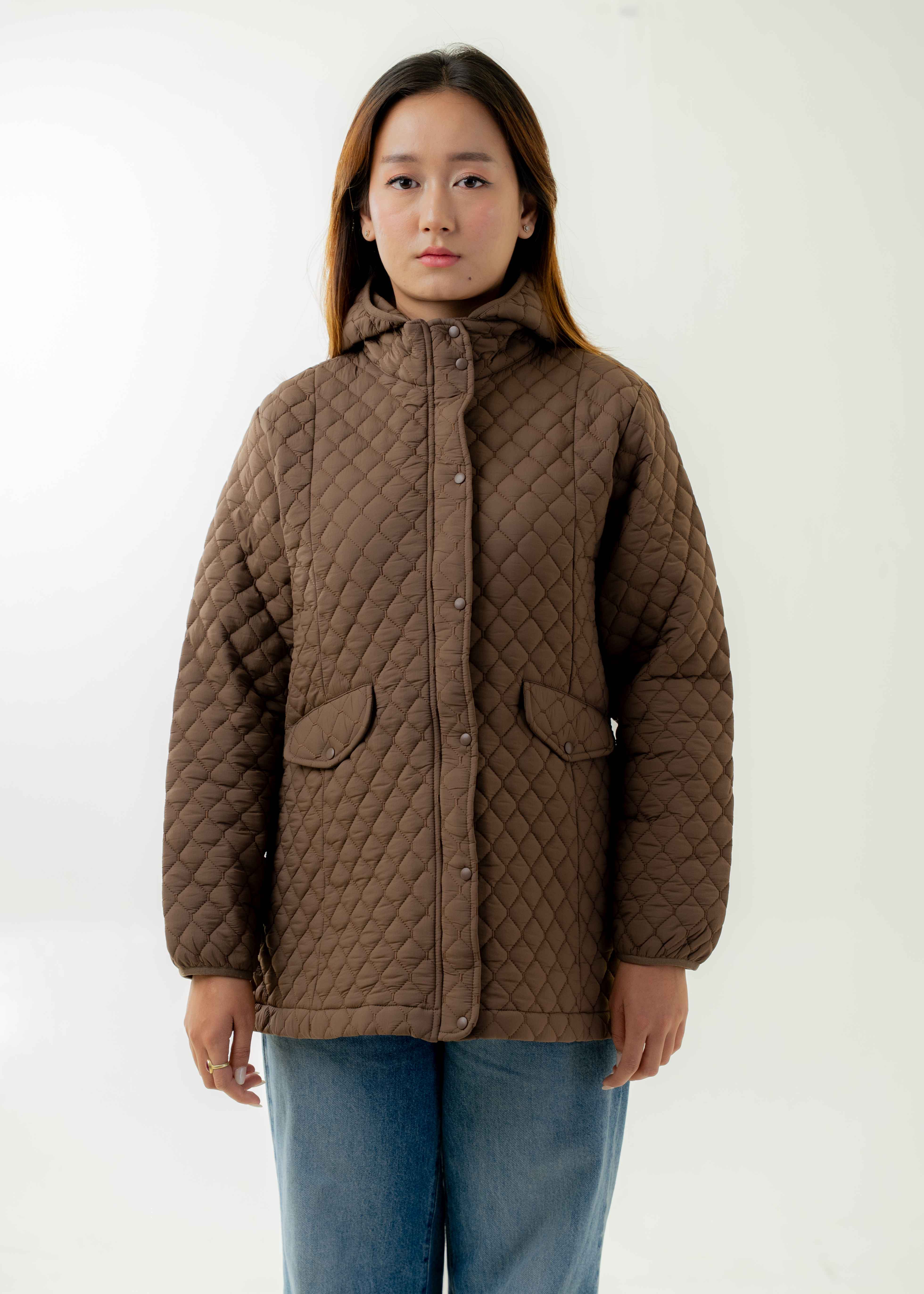 Women's Winter Falls Insulated Crepe Taffeta 250 GSM Mid Hooded Jacket-0